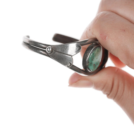 5 5/8" Vintage Navajo silver and turquoise cuff bracelet - Estate Fresh Austin