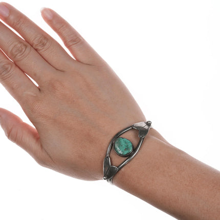 5 5/8" Vintage Navajo silver and turquoise cuff bracelet - Estate Fresh Austin