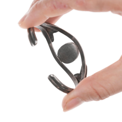 5 5/8" Vintage Navajo silver and turquoise cuff bracelet - Estate Fresh Austin