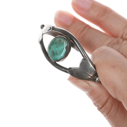 5 5/8" Vintage Navajo silver and turquoise cuff bracelet - Estate Fresh Austin