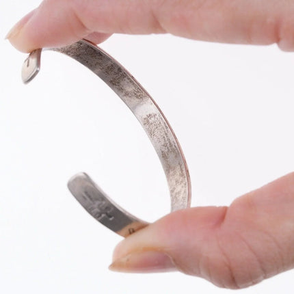 5 7/8" 30's-40's Navajo stamped silver whirling log bracelet - Estate Fresh Austin