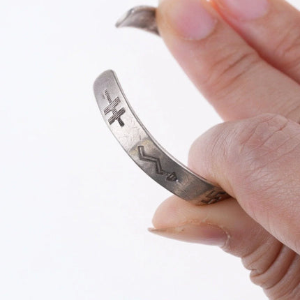 5 7/8" 30's-40's Navajo stamped silver whirling log bracelet - Estate Fresh Austin