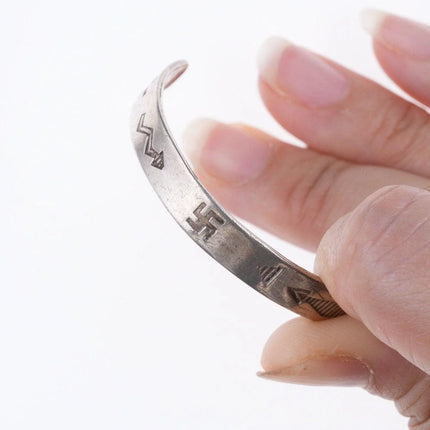 5 7/8" 30's-40's Navajo stamped silver whirling log bracelet - Estate Fresh Austin