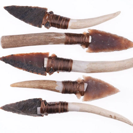 5 Modern Texas Knapped Arrowhead Stag horn knives - Estate Fresh Austin