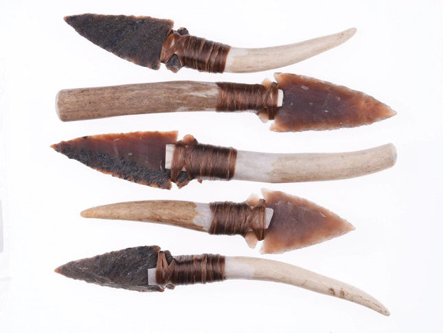 5 Modern Texas Knapped Arrowhead Stag horn knives - Estate Fresh Austin
