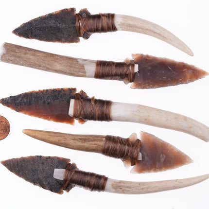5 Modern Texas Knapped Arrowhead Stag horn knives - Estate Fresh Austin
