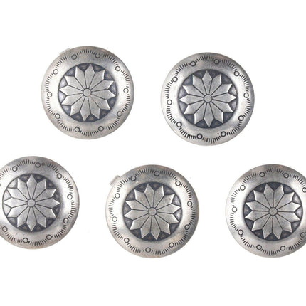 5 Vintage Navajo Stamped Sterling button covers r - Estate Fresh Austin