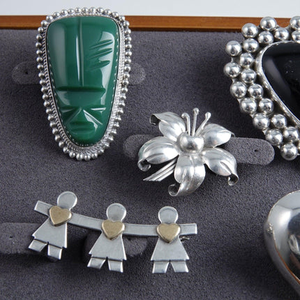 5 Vintage Sterling Mexican Silver Brooch Lot pin - Estate Fresh Austin