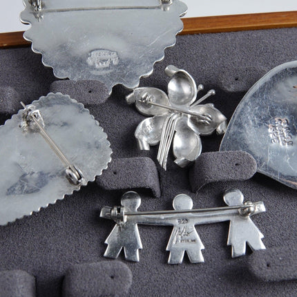 5 Vintage Sterling Mexican Silver Brooch Lot pin - Estate Fresh Austin