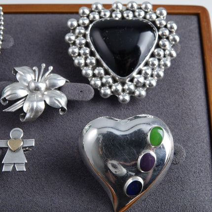 5 Vintage Sterling Mexican Silver Brooch Lot pin - Estate Fresh Austin