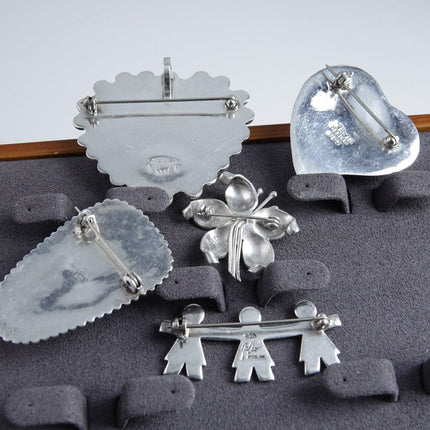 5 Vintage Sterling Mexican Silver Brooch Lot pin - Estate Fresh Austin