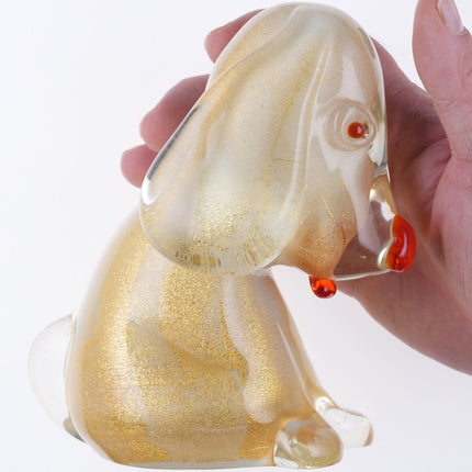 50's - 60's Italian Murano Dog figure with gold flecks - Estate Fresh Austin