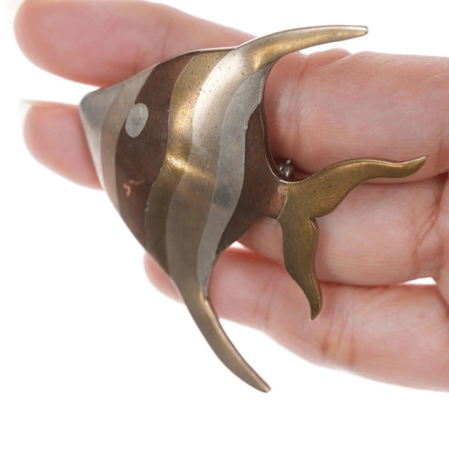 50's-60's Los Castillo Metales Casados Mixed Metals Angel Fish pin - Estate Fresh Austin