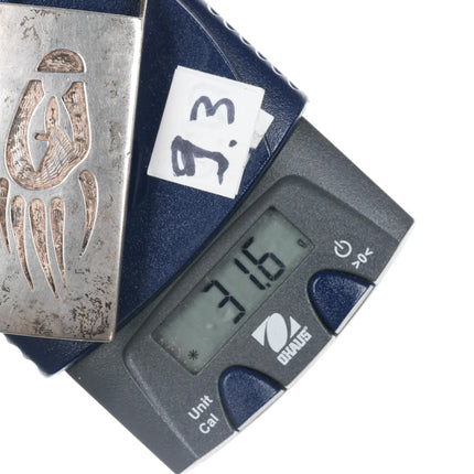 50's-60's Native American sterling overlay style belt buckle - Estate Fresh Austin