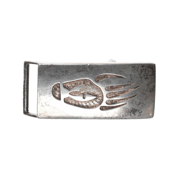 50's-60's Native American sterling overlay style belt buckle - Estate Fresh Austin