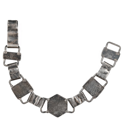 5.25" 30's-40's CG Wallace Era Zuni silver link bracelet with turquoise - Estate Fresh Austin