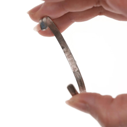 5.25" 30's-40's Navajo curio slim cuff bracelet with turquoise - Estate Fresh Austin