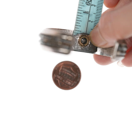 5.25" Native American silver Heishi style inlaid cuff bracelet - Estate Fresh Austin