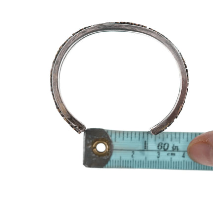 5.25" Native American silver Heishi style inlaid cuff bracelet - Estate Fresh Austin