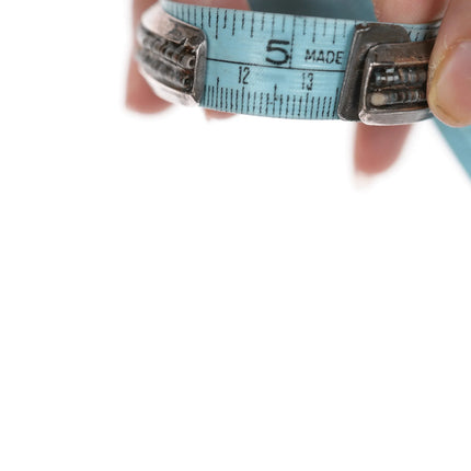 5.25" Native American silver Heishi style inlaid cuff bracelet - Estate Fresh Austin