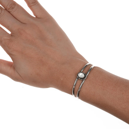 5.25 vintage Sterling mother of pear cuff bracelet - Estate Fresh Austin