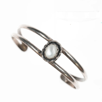 5.25 vintage Sterling mother of pear cuff bracelet - Estate Fresh Austin