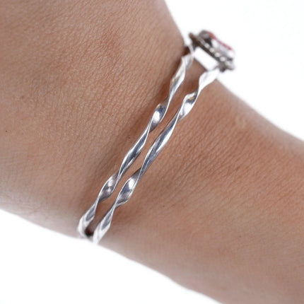 5.5" Native American Sterling/Coral cuff bracelet - Estate Fresh Austin