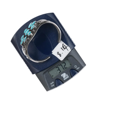 5.75" 30's-40's Navajo silver cluster turquoise cuff bracelet - Estate Fresh Austin