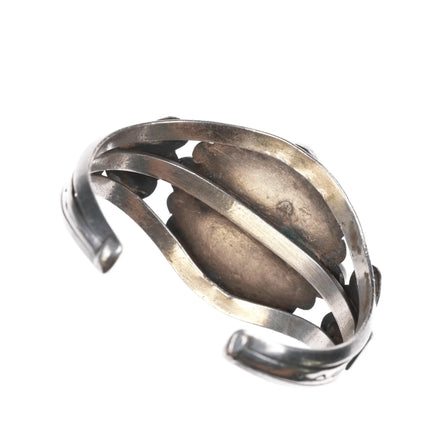 5.75" 30's-40's Navajo silver cluster turquoise cuff bracelet - Estate Fresh Austin