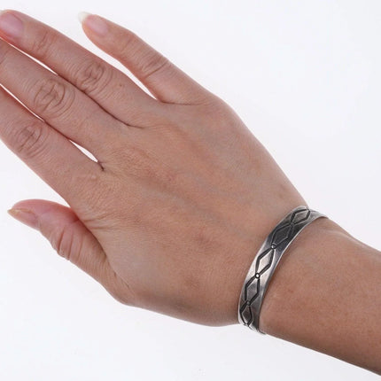 5.75" Antique Navajo Ingot Silver Bracelet - Estate Fresh Austin