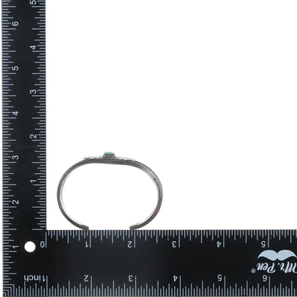 5.75" c1920's Navajo ingot silver cuff double shank stamped cuff bracelet with turquoise - Estate Fresh Austin