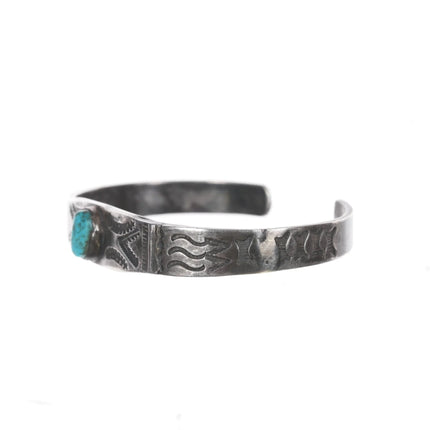 5.75" c1930's Navajo silver cuff bracelet with turquoise - Estate Fresh Austin