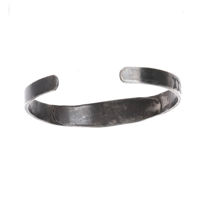 5.75" c1930's Navajo silver cuff bracelet with turquoise - Estate Fresh Austin