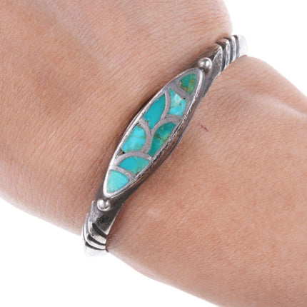 5.75" c1940's Zuni Turquoise channel inlay bracelet - Estate Fresh Austin