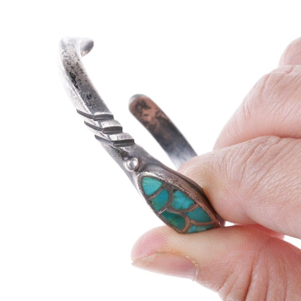 5.75" c1940's Zuni Turquoise channel inlay bracelet - Estate Fresh Austin
