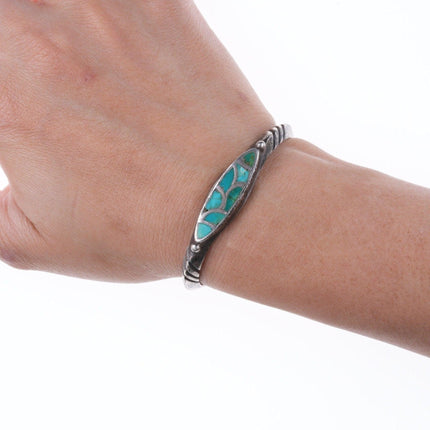 5.75" c1940's Zuni Turquoise channel inlay bracelet - Estate Fresh Austin