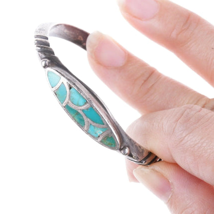 5.75" c1940's Zuni Turquoise channel inlay bracelet - Estate Fresh Austin