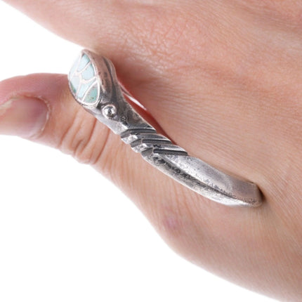 5.75" c1940's Zuni Turquoise channel inlay bracelet - Estate Fresh Austin