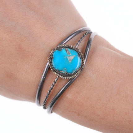 5.75" Vintage Native American sterling and turquoise bracelet - Estate Fresh Austin