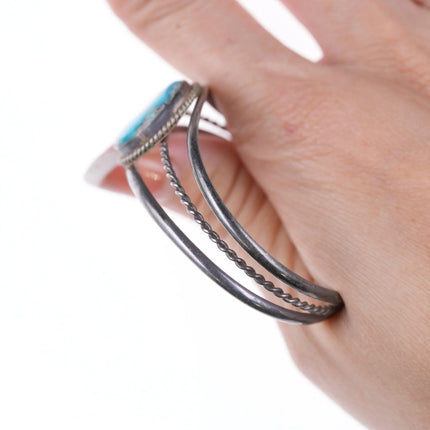 5.75" Vintage Native American sterling and turquoise bracelet - Estate Fresh Austin
