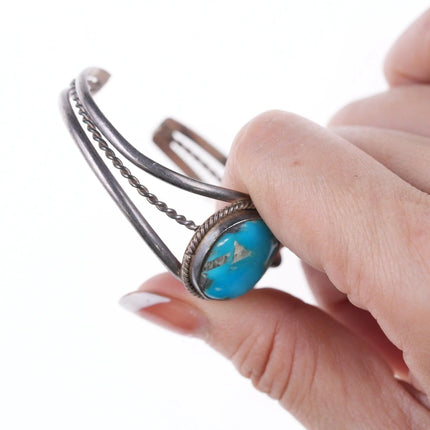 5.75" Vintage Native American sterling and turquoise bracelet - Estate Fresh Austin