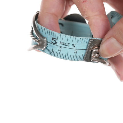 5.75" Vintage Navajo silver cuff bracelet with turquoise - Estate Fresh Austin