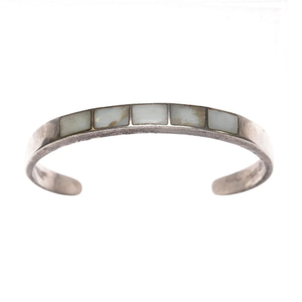 5.75" Vintage Zuni sterling and shell channel inlay cuff bracelet - Estate Fresh Austin