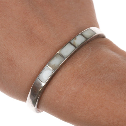 5.75" Vintage Zuni sterling and shell channel inlay cuff bracelet - Estate Fresh Austin