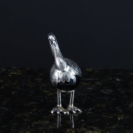 Mexican Plateado Silver Wobbling flamingo on Onyx ball