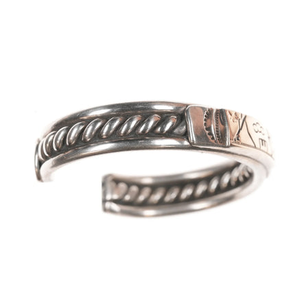 6" 14k/Sterling Vintage Native American silver cuff bracelet - Estate Fresh Austin