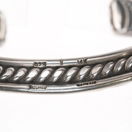 6" 14k/Sterling Vintage Native American silver cuff bracelet - Estate Fresh Austin