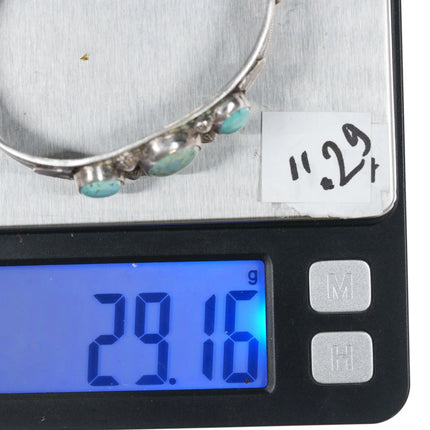 6.12" 1940's Navajo sterling 3 stone turquoise cuff bracelet - Estate Fresh Austin