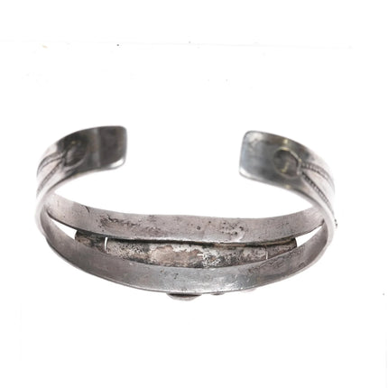 6.12" 1940's Navajo sterling 3 stone turquoise cuff bracelet - Estate Fresh Austin