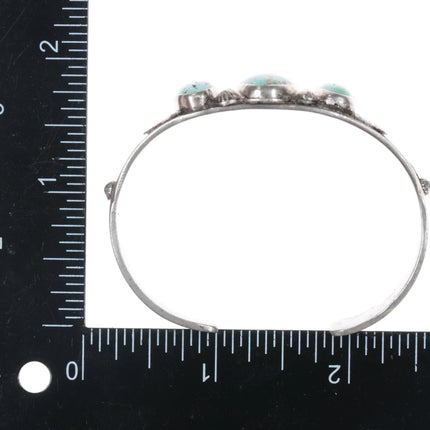 6.12" 1940's Navajo sterling 3 stone turquoise cuff bracelet - Estate Fresh Austin